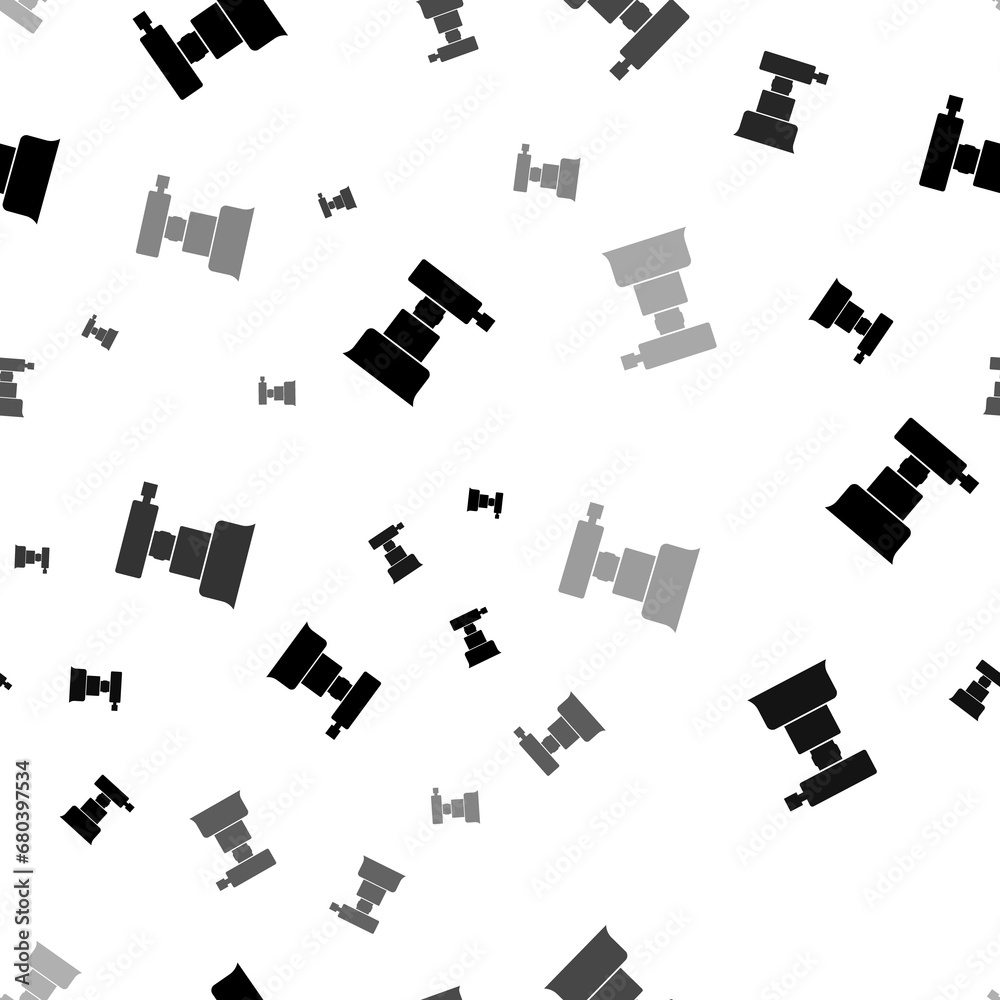 Poster seamless vector pattern with camera symbols, creating a creative monochrome background with rotated 