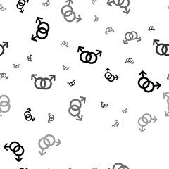 Seamless vector pattern with homosexual symbols, creating a creative monochrome background with rotated elements. Vector illustration on white background