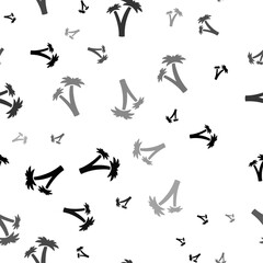 Seamless vector pattern with palm trees symbols, creating a creative monochrome background with rotated elements. Vector illustration on white background