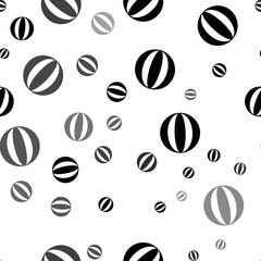 Fototapeta premium Seamless vector pattern with beach ball symbols, creating a creative monochrome background with rotated elements. Illustration on transparent background