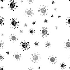 Seamless vector pattern with cosmic symbols, creating a creative monochrome background with rotated elements. Illustration on transparent background