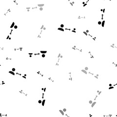 Seamless vector pattern with social distance symbols, creating a creative monochrome background with rotated elements. Illustration on transparent background