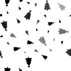 Seamless vector pattern with Christmas trees, creating a creative monochrome background with rotated elements. Illustration on transparent background