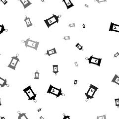 Seamless vector pattern with Christmas lanterns, creating a creative monochrome background with rotated elements. Illustration on transparent background