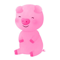 Obraz na płótnie Canvas pink pig watercolor painting, pink pig illustration, pink pig clipart, valentines clipart