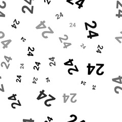 Seamless vector pattern with around the clock symbols, creating a creative monochrome background with rotated elements. Vector illustration on white background