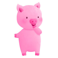 Obraz na płótnie Canvas pink pig watercolor painting, pink pig illustration, pink pig clipart, valentines clipart