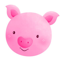 pink pig watercolor painting, pink pig illustration, pink pig clipart, valentines clipart