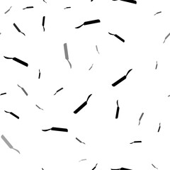 Seamless vector pattern with pan symbols, creating a creative monochrome background with rotated elements. Illustration on transparent background