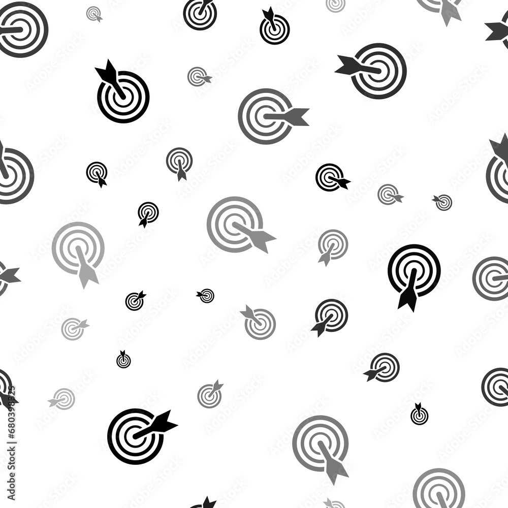 Poster seamless vector pattern with goal symbols, creating a creative monochrome background with rotated el