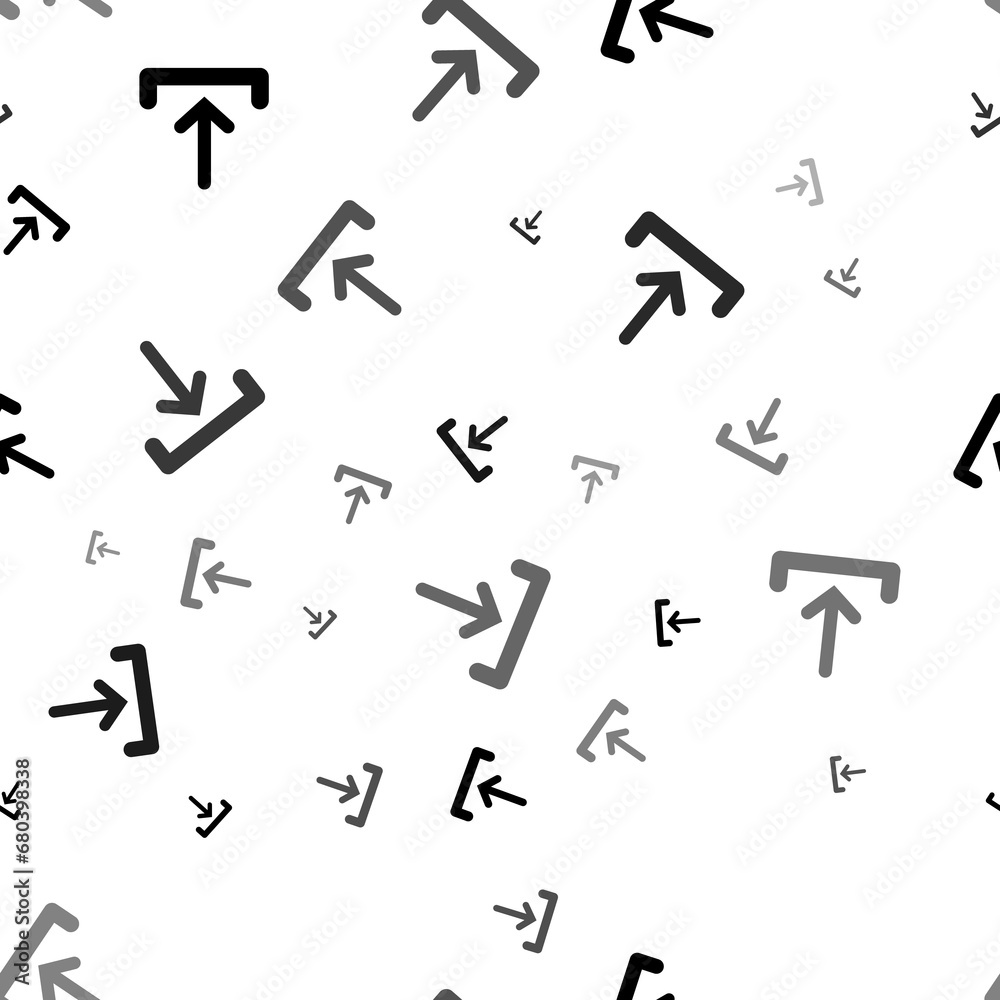 Poster seamless vector pattern with download symbols, creating a creative monochrome background with rotate