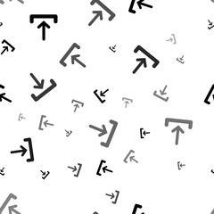 Seamless vector pattern with download symbols, creating a creative monochrome background with rotated elements. Illustration on transparent background