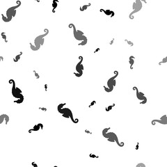 Seamless vector pattern with sea horse symbols, creating a creative monochrome background with rotated elements. Vector illustration on white background