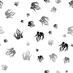 Seamless vector pattern with seaweed symbols, creating a creative monochrome background with rotated elements. Vector illustration on white background