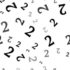 Seamless vector pattern with number two symbols, creating a creative monochrome background with rotated elements. Illustration on transparent background