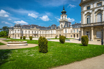Spectacular flowery courtyard of Festetics castle, Keszthely, Hungary - 680398588