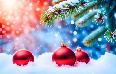Naklejka na ściany i meble christmas tree decoration, Festive Christmas Tree with Elegant Decorations, Christmas Tree Ornamentation in Warm Lighting