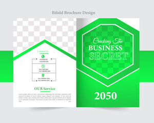 Fototapeta premium Business Creative Bifold Brochure Design And Book Cover Template.