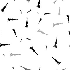 Seamless vector pattern with sexy woman images, creating a creative monochrome background with rotated elements. Vector illustration on white background