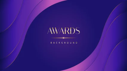 Fotobehang Pink blue purple golden royal awards graphics background. Lines growing elegant shine spark. Luxury premium corporate abstract design template. Banner certificate dynamic shape. © ALLuxury