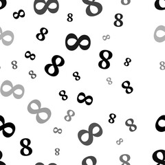 Seamless vector pattern with number eight symbols, creating a creative monochrome background with rotated elements. Vector illustration on white background