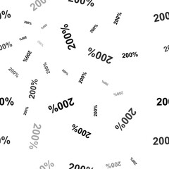 Seamless vector pattern with 200 percent symbols, creating a creative monochrome background with rotated elements. Illustration on transparent background