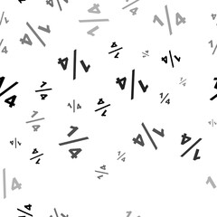 Seamless vector pattern with quarter fraction symbols, creating a creative monochrome background with rotated elements. Illustration on transparent background