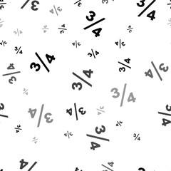 Seamless vector pattern with three quarters symbols, creating a creative monochrome background with rotated elements. Vector illustration on white background