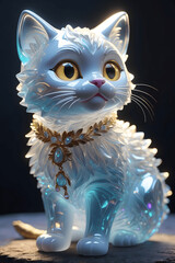 Fototapeta na wymiar Whispers of Ice: Glass Winter Kitty's Intriguing Design