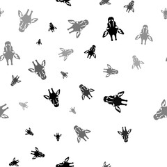 Seamless vector pattern with giraffe head symbols, creating a creative monochrome background with rotated elements. Illustration on transparent background