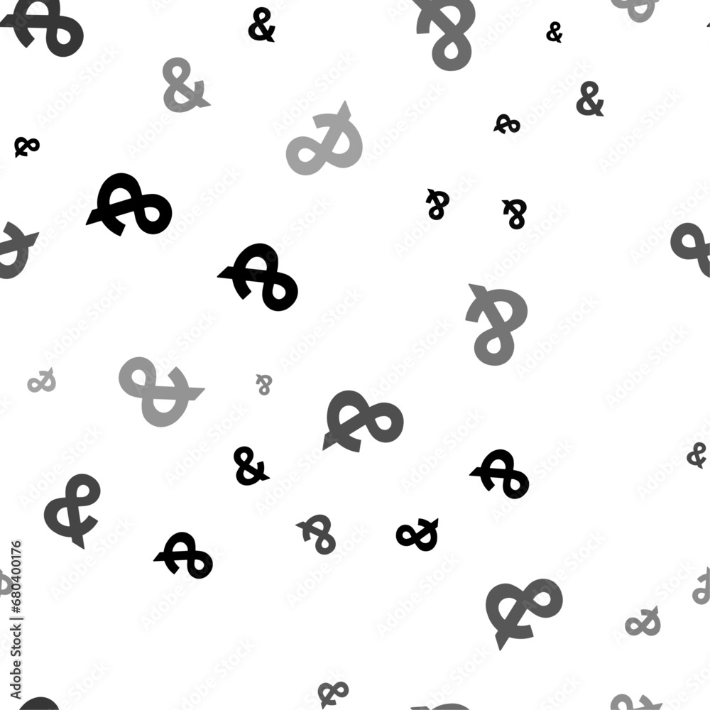 Fototapete seamless vector pattern with ampersand symbols, creating a creative monochrome background with rotat