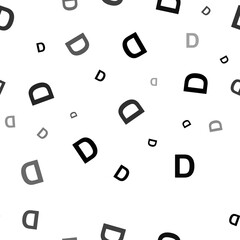 Seamless vector pattern with capital letter D symbols, creating a creative monochrome background with rotated elements. Illustration on transparent background