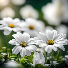 Fototapeta premium white daisies on green background