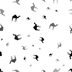 Seamless vector pattern with camel symbols, creating a creative monochrome background with rotated elements. Illustration on transparent background