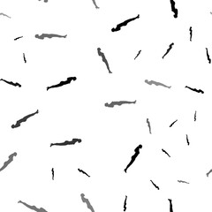 Seamless vector pattern with woman silhouettes, creating a creative monochrome background with rotated elements. Illustration on transparent background
