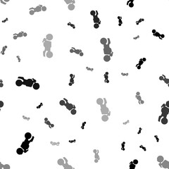 Seamless vector pattern with bike symbols, creating a creative monochrome background with rotated elements. Illustration on transparent background