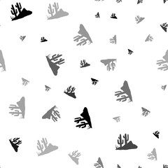 Seamless vector pattern with wild cactus symbols, creating a creative monochrome background with rotated elements. Illustration on transparent background