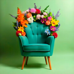 bouquet of flowers on a chair