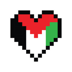 Pixel Palestine flag heart Love Palestinian icon