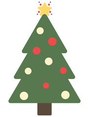 Vector illustration of Christmas tree on a white background.