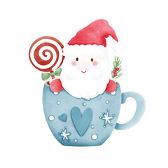 christmas santa with a cup