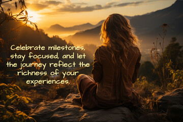 Milestones celebration quote with beautiful nature view background.