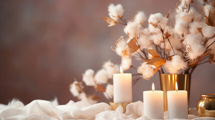 burning candle on a wooden background