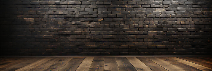 Brick wall - old house - Old wood background - monochrome - black and white - dated and worn -...