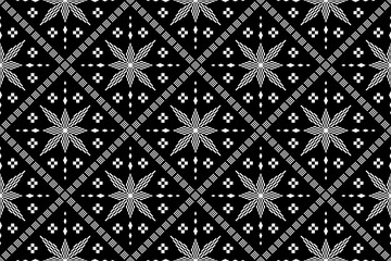 Nature vintages cross stitch traditional ethnic pattern paisley flower Ikat background abstract Aztec African Indonesian Indian seamless pattern for fabric print cloth dress carpet curtains and sarong