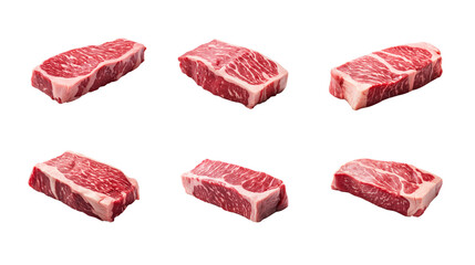 Collection of PNG. Raw wagyu A5 isolated on a transparent background.