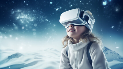 Fototapeta na wymiar kid in virtual reality headset