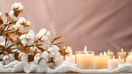 Obraz na płótnie Canvas white candle with flowers