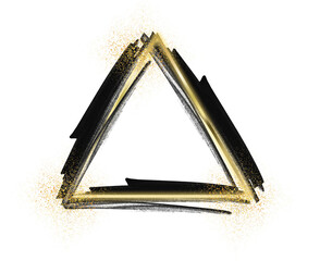black and gold abstract frame shape on transparent png background