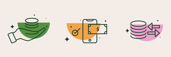 Finance and business line icon illustration.set collection. vector